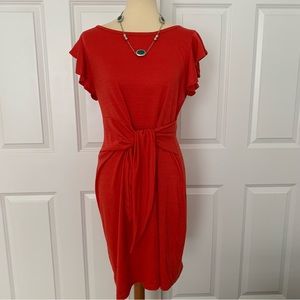 Max Studio Red Flutter Sleeve Summer Dress